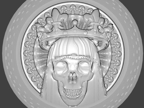 santa muerte medallion coins & badges 3d print model - Mito3D