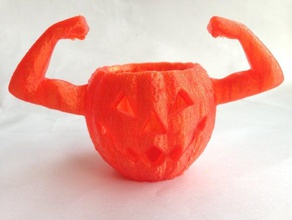 beefy armed pumpkin props beefyarms halloween jack-o-lantern jack o lantern led 3d print model - Mito3D