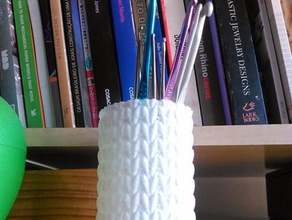 knitted pot organization container crochet hook crr knit knitting needles pencil holder 3d print model - Mito3D