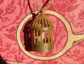 bird cage pendant jewelry birdcage necklace 3d print model - Mito3D