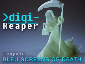 digi-Sensenmann blauer Tod Bildschirm Kreaturen blau digital grim halloween lowpoly pc reaper virtuellen 3d print model - Mito3D