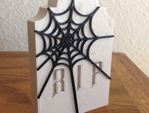 tombstone web decor cemetery halloween rip spider spooky 3d print model - Mito3D