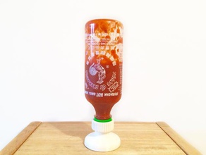 la sauce sriracha onduleur cuisine et salle à manger bouteille de vidange chaud inverser tête en bas 3d print model - Mito3D
