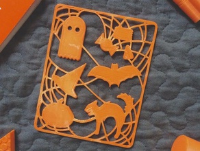 halloween snapout decor bat boo candy corn cat ghost pumpkin scary spider spooky witch 3d print model - Mito3D