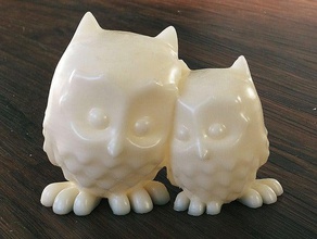 cuddling owls sculptures animals cute figurine 3d print model - Mito3D