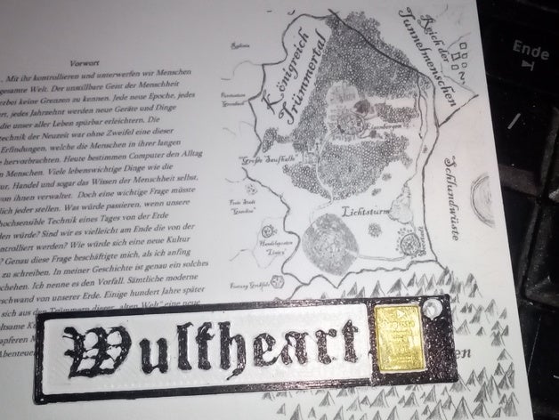 wulfheart gold holder keychain keychains art birthday book gift happy love present useful 3D print model - Mito3D