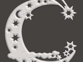 décoration d'arbre de noël - lune, les étoiles 2d art fêtes des décorations vacances lune ornement en arbre 3d print model - Mito3D