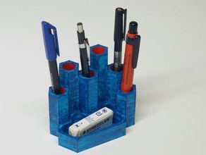 pen holder hex shape office 3d print model - Mito3D
