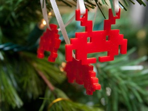 8bit space invader ornaments other art christmas featured gift halloween laser lasercut reprap retro 3d print model - Mito3D
