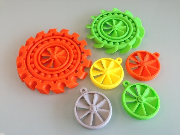 spinning more mechanical toys bearings fidget spinner toy keychain keyring propeller propellers 3D print model - Mito3D