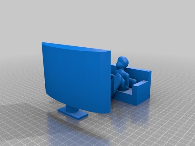 man watching tv 3d printing 3D print model - Mito3D