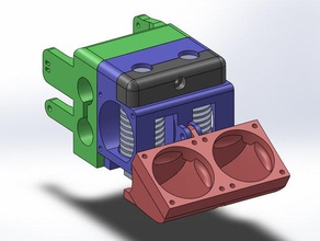 dual bowden e3d extruder - printrbot plus v2 3d printer extruders 40mm duct fan fin nozzle 3d print model - Mito3D
