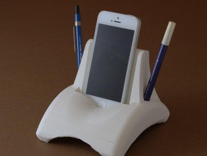 iphone e porta-caneta telefone celular stand 3d print model - Mito3D