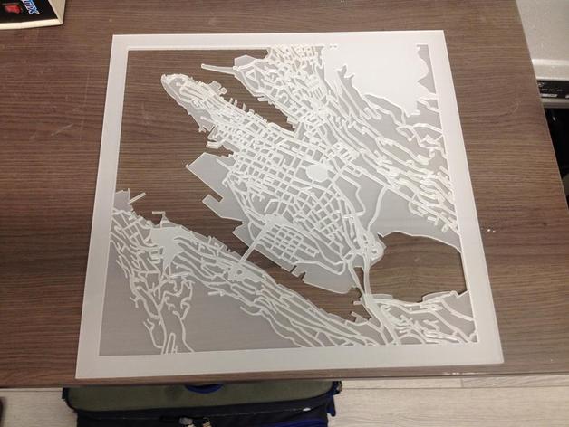 lasercut mapa de bergen, noruega diy bergen cnc laser lasercutting corte a o 3D print model - Mito3D