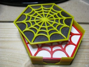 spider's web coasters kitchen & dining coaster cup halloween mat spider 3d print model - Mito3D