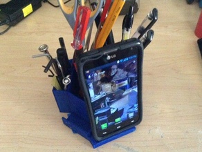 desk holder organization organizer iphone stand pen tool 3d print model - Mito3D