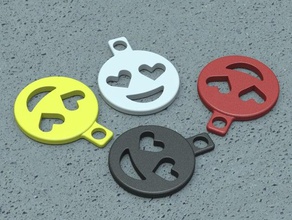 heart eyes emoji keychain addon keychains keyring keys ring 3d print model - Mito3D