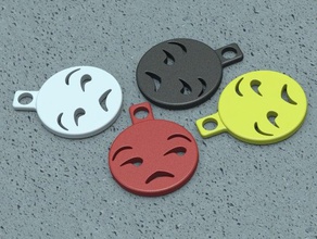 unamused emoji keychain charm keychains sad unhappy 3d print model - Mito3D