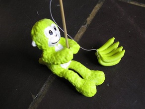 green monkey fishing animals 123d catch banana sculpture toy 3d print model - Mito3D
