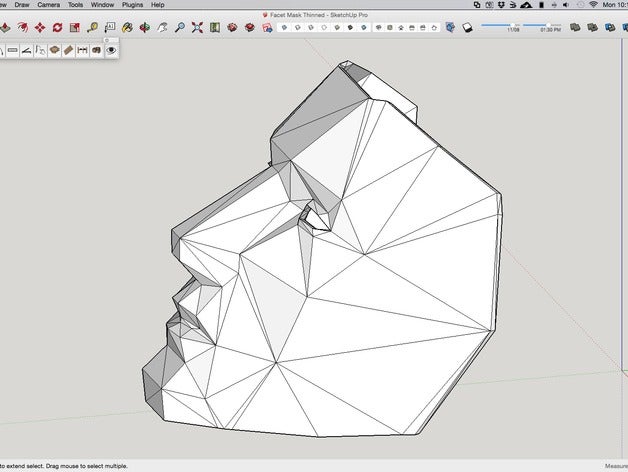 low poly mask thinned 3D print model - Mito3D