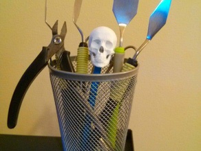 imprimible cráneo humano lápiz topper las esculturas de halloween a favor del partido el 3d print model - Mito3D
