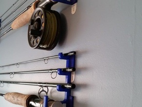 la pêche à mouche tige titulaire de support porte-outils & boîtes canne mural 3d print model - Mito3D