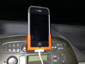 iphone téléphone intelligent titulaire d'un lecteur de cassettes montage mobile voiture cassette l'iphone 4s smartphone 3d print model - Mito3D