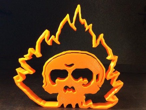 azufre cráneo signos y logotipos art flaming skull de halloween jvs3d el 3d print model - Mito3D