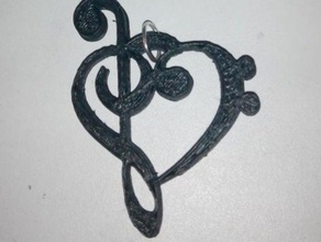 f & g key heart fashion colgante earring hearts pendent keychain keyring music pendants 3d print model - Mito3D
