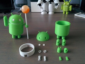 posable robô android esculturas bugdroid a figura pirulito 3d print model - Mito3D