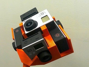gopro hero 3 black montar varias cámaras inc nueva 6x cam esférica de montaje 360 panorama en trípode 3d print model - Mito3D