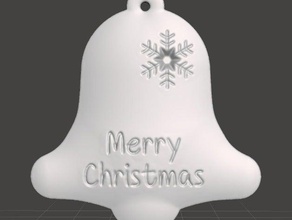 adorno del árbol de navidad - campana feliz copo nieve Arte en 2d bell adornos merry ornamento 3d print model - Mito3D