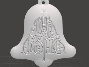 christmas tree ornament - bell merry 2d art ornaments 3d print model - Mito3D