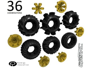 jeu de roues openrc truggy r c véhicules élastique à filament élastiques impression flexible robot mobile palmiga l'innovation radio-pilotée rc tank chars réplicateur le caoutchouc rubber3dprinting semblables celles du polyuréthane thermoplastique les pneus tpu 3d print model - Mito3D