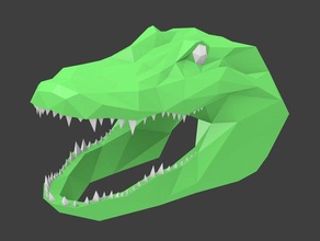 low poly alligator head animals polygon 3d print model - Mito3D