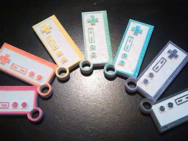 nes controller keychain Halskette Charme Schlüsselanhänger Kette Unterhaltung Spiel gaming Schlüssel nintendo system 3D print model - Mito3D