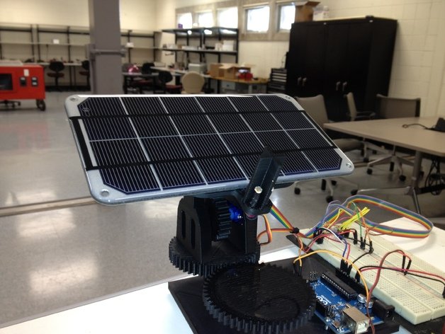 dual axis solar tracker diy arduino pv renewable energy servo motor 3D print model - Mito3D