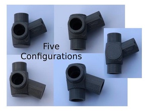 reconfigurable 225 & 45 degree 3-way elbows 1 2 inch pvc pipe fitting series halfinchpvcfittings update 2015-07-03 diy support 3d print model - Mito3D