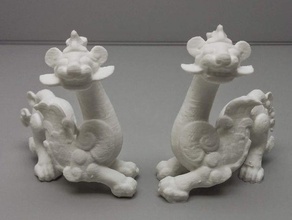 dragon ailé d'autres une paire sculptures 3d print model - Mito3D