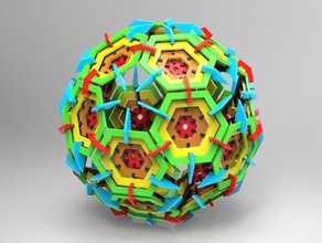 icosahedron truncated puzzles math 3d print model - Mito3D