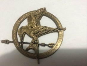 mockingjay pin 3d jewelry broach hunger games 3d print model - Mito3D