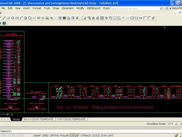 cad dojo modelo de aprendizagem autocad drenagem arquivo dxf 3D print model - Mito3D