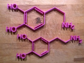 dopamine biology dopamin molecule structural formula 3d print model - Mito3D