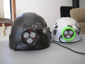 printable farol de espeleologia mineração esporte & ao ar livre a bateria andar bicicleta acampamento caverna escalada dissipador calor lâmpada diodo emissor luz lightitup lítio montanha noite pack esportes 3d print model - Mito3D