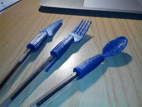 bic pen reloaded office fork knife spoon study 3d print model - Mito3D