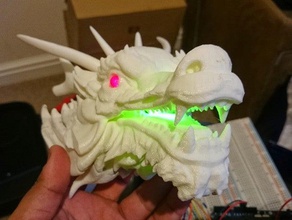 dragon head - glowing eyes mouth sculptures electronics lights 3d print model - Mito3D
