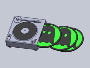 hayalet w ghoster bardak döner müzik coaster dj ghostlyvinyl kayıt recordplayer pikap 3d print model - Mito3D