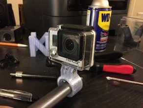 go-pro pole mount camera bracket gopro mounting 3d print model - Mito3D