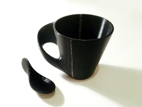 tazzina da caffè cucchiaio di zucchero forniture famiglia tazza espresso il 3d print model - Mito3D