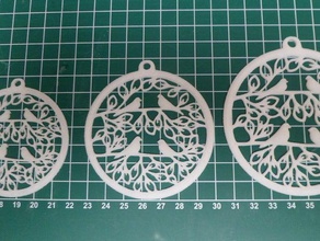 christmas tree ornament - pigeons flat 2d art ornaments 3d print model - Mito3D